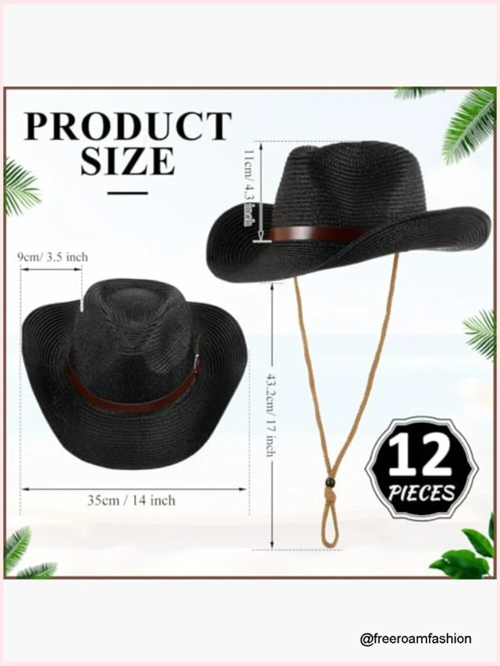12 Pack Straw Cowboy Hats Wide Brim Sun Beach Cowgirl Caps for Adults Bulk